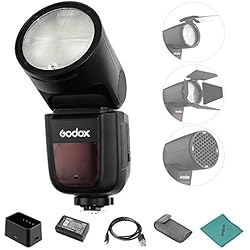Flash Godox V1 Para Nikon Godox V1-N Flash Profesional para Cámara Speedlite Speedlight Cabeza Redonda Inalámbrica 2.4G Fresnel Zoom para Nikon D5300 D750 D850 D7100 Z7Cámaras Videocámaras para Retrato de Boda Fotografía de