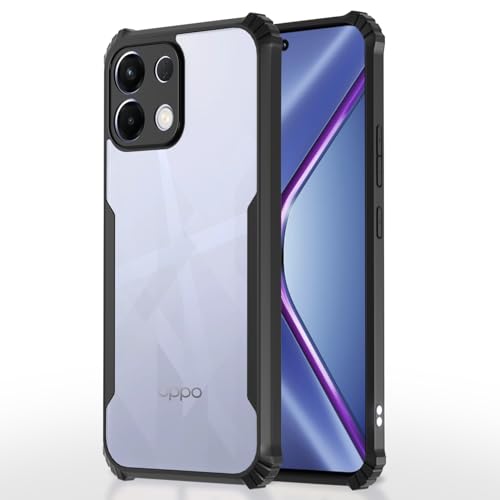 Image of Pikkme Back Cover for Oppo K13 5G | Ultra Hyrbid | Full Camera Protection | Raised Edge | Crystal Clear Transparent Bumper Case (Black)