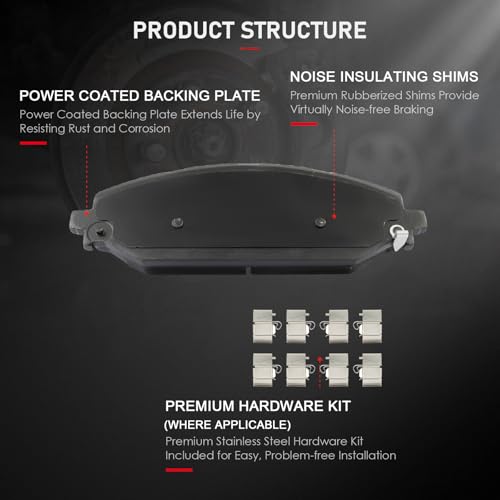 Image of cciyu D2179 Front Ceramic Disc Brake Pads Kit For Jeep For Grand Wagoneer 2022-2024,For Grand Wagoneer L 2023-2024,For Wagoneer 2022-2024,For Wagoneer L 2023-2024,For Ram For 1500 2019-2024