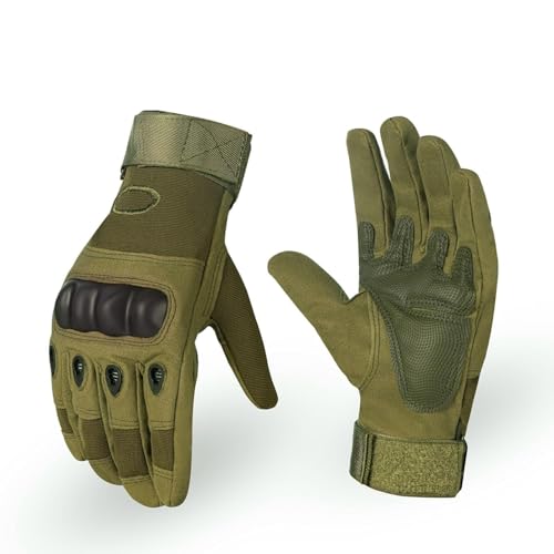 Image of Tactical Riding Gloves for Motorcycle & Bike | Full Finger Protective Sports Gloves for Biking, Shooting, Hiking, Camping & Outdoor Adventure (Green, XL)