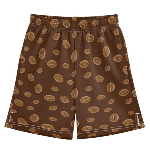 J JOYSAY Coffee Bean Cocoa Brown Boys Athletic Shorts Kids Youth Casual Shotrs with Elastic Waistband Pockets