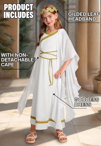 BesserBay Girls Greek 2PCS Halloween Toga Elegant Goddes Dress 4-12 Years3