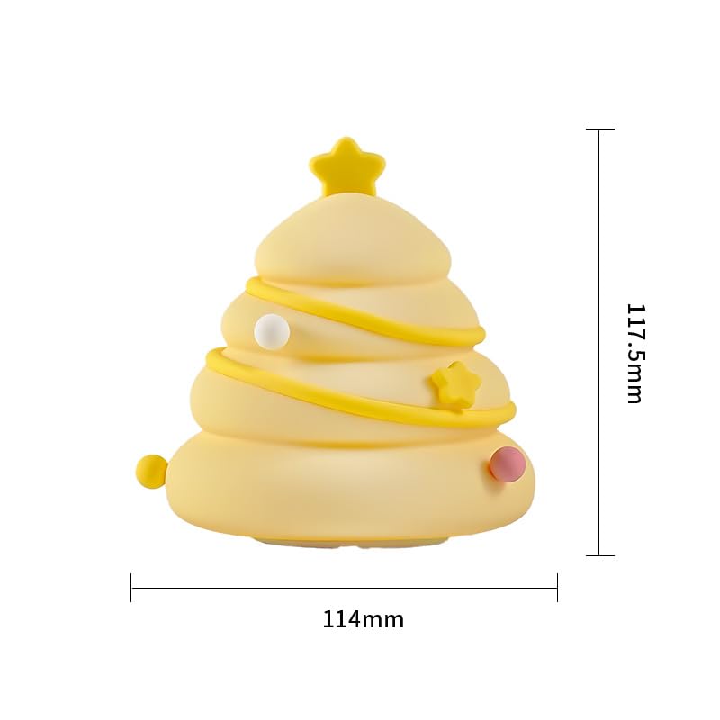 LED-Weihnachtsbaum-Nachtlicht, 3 Stufen, dimmbar, Kinderzimmer-Dekor, niedliche Lampe, Silikon-Quetschlicht, wiederaufladbar, Nachttischlampe zum Stillen, Kleinkind, Baby, Kinderdekoration