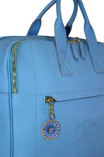 Floral Briefcase with Murano Murrine Glass | Real Leather, Handmade in Italy | Women's Travel Bag Folder Case for Devices & Documents4