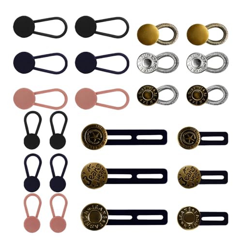 24 Stück Hosenbunderweiterung Knopf Ohne Nähen Verstellbarer Hosenknopf Verlängerung Jeans Knöpfe und Hosen Expander Button Bundverlängerung Knopfverlängerung für Hemd Hosen Kleid