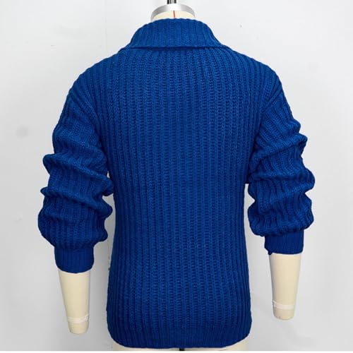 Men's Cable Knit Cardigan Sweater Shawl Collar Double Breasted Long Sleeve Solid Fall Sweaters3