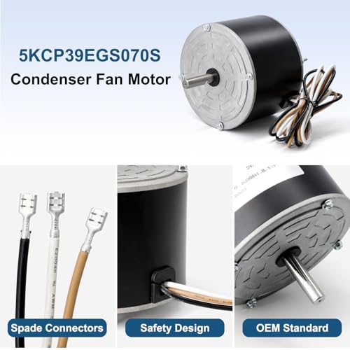 Image of Criditpid AC Condenser Fan Motor Replaces Carrier 5KCP39EGS070S 5KCP39EGY823S, Genteq GE3905, Bryant Payne HC39GE237A HC39GE234A, Dayton 6DLL0, 1 /4HP 1100 RPM 208-230V Condenser Motor with Capacitor.