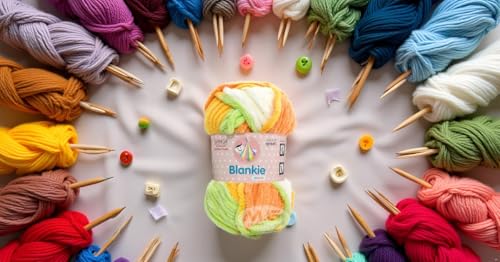 Image of Ganga Knitting Yarn Thick Chunky Wool, Blankie Mango 500 gm Best Used with Needles, Crochet Needles Wool Yarn for Knitting, with Needle. by Ganga M
