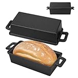 XJGQZ 2 in 1 Cast Iron Bread Loaf Pan with lid, 9x5 inch Nonstick Baking Pans for Homemade Bread Cakes Sourdough Meatloaf, Set of 2