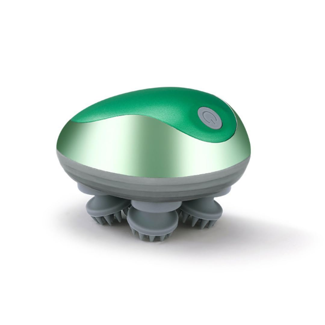 STAR WORK 3 In 1 Electric Scalp Massager | Portable Head Massager Electrical Handheld Head Scratcher for Body Massage, Hair Growth, and Stress Relax (GREEN GOLD)