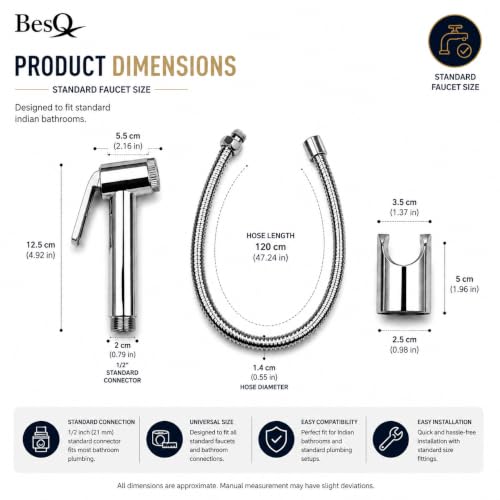Image of Luxury Chrome Finish ABS Handheld Bidet | Sprayer with Ergonomic Trigger Handle, High Pressure Water Spray Nozzle | Usefull for Personal Hygiene, Bathroom, Toilet Cleaning