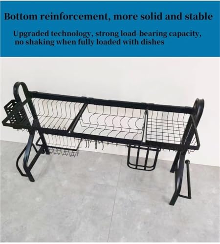 Adjustable Over-The-Sink Dish Drying Rack, 2-Tier Stainless Steel Dish Drainer with Hooks - Space-Saving Kitchen Organizer - Image 5