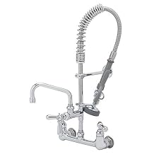 T&S Brass MPZ-8WCN-06 Mini-PRU Wall Mount with B-0107, 6" Add-On Swing Nozzle, Club Handles, Wall Bracket, 8"