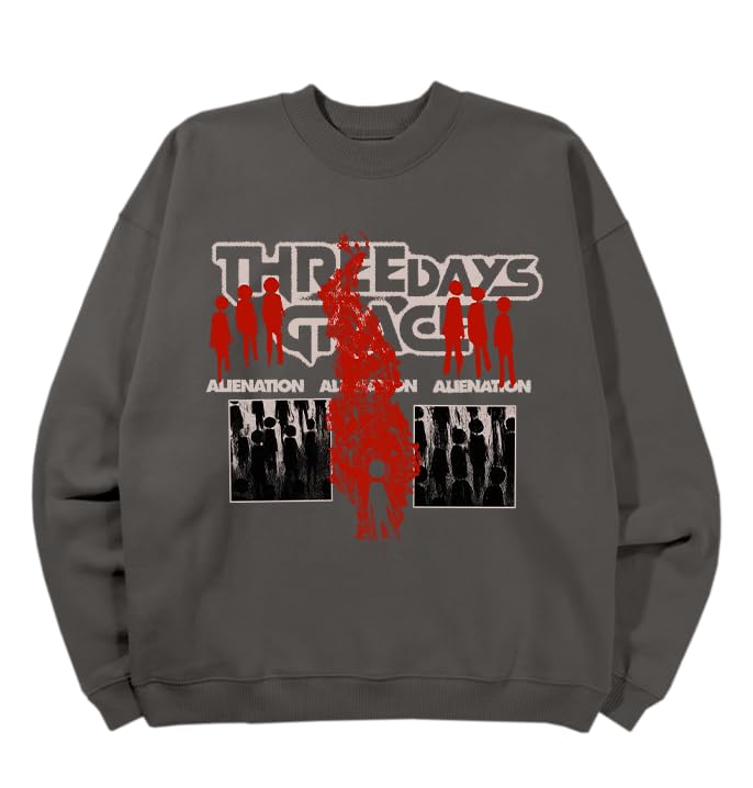 Unisex Adult Three Days Grace Official Merch Alienation Crewneck Sweater, Grey-picture-14