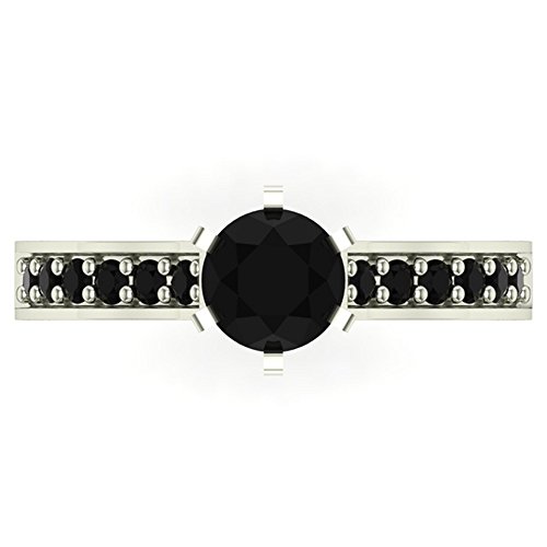 Glitz Design Black Diamond Engagement Rings For Women 3/4 Carat Tw 14K White Gold Finish Size 7 #TOP3