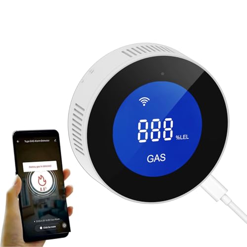 Wiby Rilevatore Fughe Gas Metano CH4 | Wi-Fi, App, Compatibile con Alexa e Google Home | Allarme 85dB, Display LCD | Certificato EN 50194 | Ideale per Cucina e Caldaia