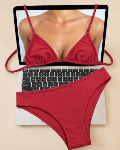 Image of FINETOO Cotton Underwear for Women Sexy Cheeky Bikini Panties Lingerie