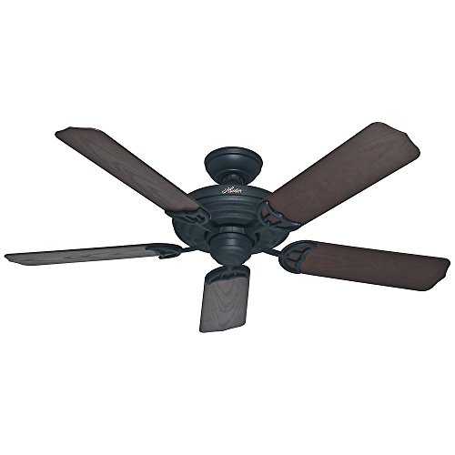 Hunter Indoor / Outdoor Ceiling Fan, with pull chain control - Sea Air 52 inch, Black, 53060