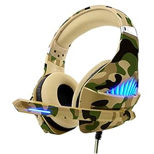 Gaming Headset for PS5 PS4 Xbox ONE Switch PC with Noise Cancelling Over-Ear Stereo Bass Surround Sound Gaming Headphone -Camo