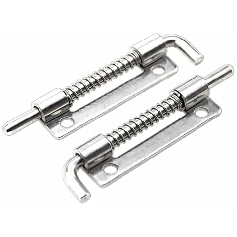 MiJunHD Spring Loaded Bolt Metal Security Sliding Lock Barrel Latch 50mm Long Left Silver Tone Hasp Staple Gate Latches Door Cabinet Hinges Hardware Cover