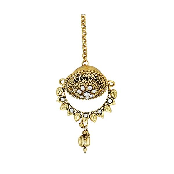 Zaveri Pearls Gold Toned Glittering with Diamonds Borla Maang Tika for Women - ZPFK5623 - Image 5