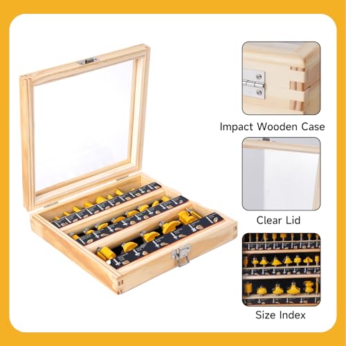 POPTOOL 24-Piece Tungsten Carbide Router Bit Set