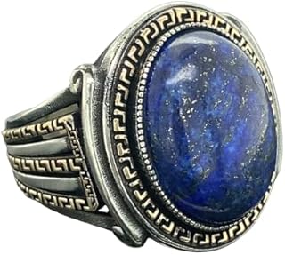 Lapis Lazuli Men Ring, Blue Lapis Ring, Ottoman Style Oval Ring, Turkısh Handmade Ring, 925k Sterling Silver Ring, Gift For Him