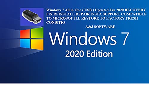 Windows 7 All in One ( USB ) Updated Jan 2020 RECOVERY FIX REINSTALL REPAIR INSTALL . COMPATIBLE WITH MICROSOFT WINDOWS RESTORE TO FACTORY FRESH CONDITION
