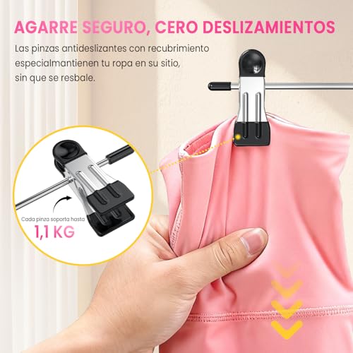 Miniatura 3 de Damita Perchas Con Pinzas Para Faldas Y Pantalones Percha Vertical 6 Niveles Con Gancho 360 Ahorro De Espacio Diseño Seguro Para Los Dedos Dormitorio, Piso O Residencia 2 Unidad