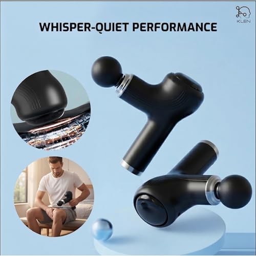 Image of KLEN Electric Deep Tissue Portable Massage Gun with Multiple Massage Heads for Muscle Relaxation, Pain Relief, Post Workout Recovery & Full Body Use Ideal Gift for Men Women