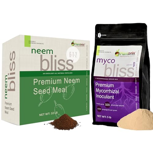 Fertilizante orgánico Neem Bliss y Myco Bliss en polvo