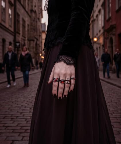Image of figurine 3Pcs Gothic Rings, Rings for Man, Gothic Jewellery for Men and Women, Dark Aesthetic Rings for Daily Goth Fashion and Music Events