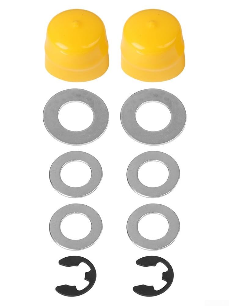 Kit de bujes de rueda delantera 9040H para cortacéspedes Craftsman sustituye a 532188967 532121749 121749X, juego de accesorios de eje de metal con clips electrónicos (amarillo)