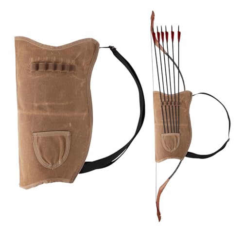 HERSENT Archery Bow Carrier with Arrow Slots,Archery Back Arrow Quiver Arrow Holder,Adjustable Shoulder Strap for Hiking Hunting,Shooting Targeting,Training,Cosplay,Archer Accessories（Only Bag