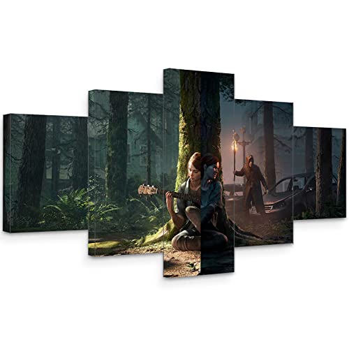 SQTYLJW Cuadros Decoracion 5 Piezas The Last Of Us Game Impresiones En Lienzo Imagen De La Sala De...
