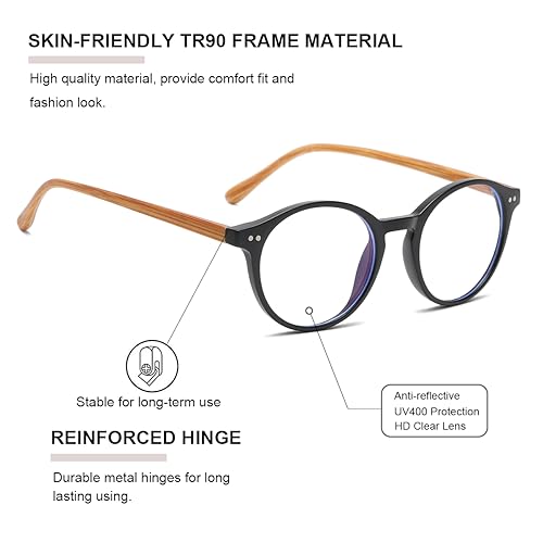 Image of Gleyemor Blue Light Glasses for Men Women, Vintage Round Frame Eyeglasses
