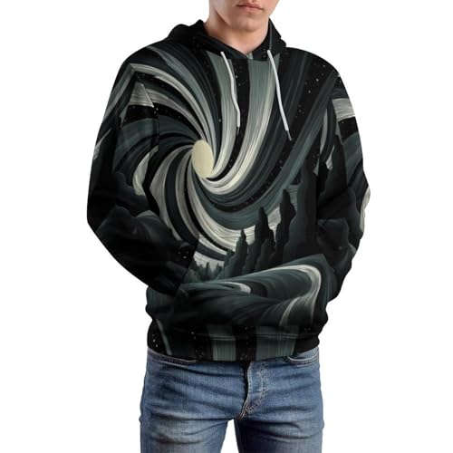 Sweat-shirts nouveauté noir fantastique avec grand imprimé 3D galaxie et poches