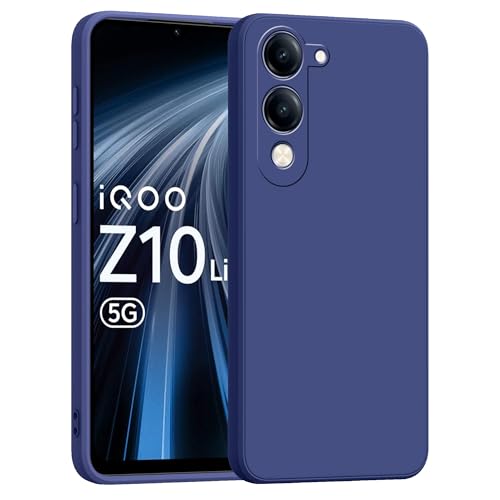Image of amazon basics Back Cover for Vivo T4 Lite /iQOO Z10 Lite 5G | Ultra Slim Soft Rubberised Case | Matte Silicone Flexible Mobile Case | Camera Protection - Blue