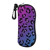 HEBVASS Fashion Slim Eyewear Organizer Pink Purple Blue Cheetah Leopard, Zippered Protective Case for Sunglasses & Reading Glasses, Portable Design for Daily Use