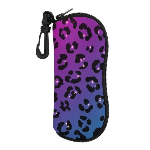 HEBVASS Fashion Slim Eyewear Organizer Pink Purple Blue Cheetah Leopard, Zippered Protective Case for Sunglasses & Reading Glasses, Portable Design for Daily Use