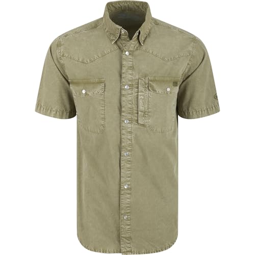 Drake Waterfowl Men's Cinco Ranch Western Acid Wash Solid Casual Athletic Lightweight Short Sleeve Buttoned Shirt