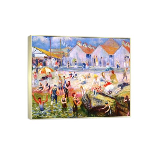 Tableau Beach 4 William Glackens 35x30cm avec cadre argenté pour décoration murale