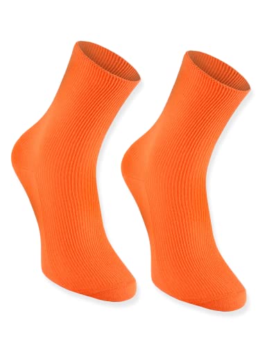Rainbow Socks - Hombre Mujer Calcetines Diabéticos Sin Elasticos - 1 Par - Naranja - Talla 44-46