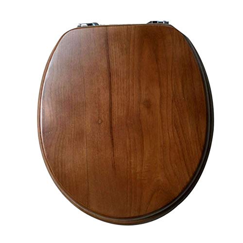 Solid Oak Wooden Toilet Seat with Soft Close Mechanism and Anti Bacterial Finish Comfortable Non Slip Design with Adjustable Hinge for Hygiene