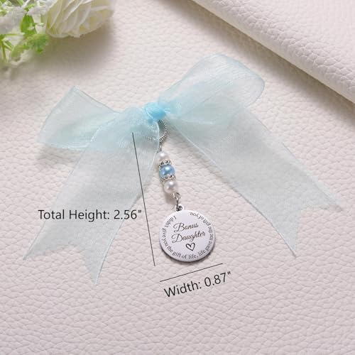 Image of MIXJOY Something Blue Gift for Bride, Wedding Day Bridal Blue Pearl Angel Wings Bouquet Garter Charm for Bride to Be