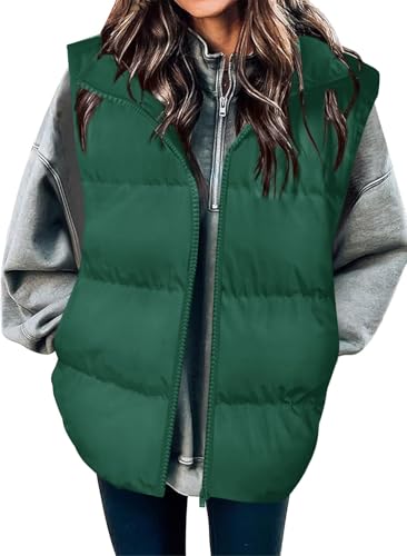Zeagoo Women's Outerwear Vests Casual Lightweight Stand Up Collar Sleeveless Gilet Zip up Padded Vests Coat with Pockets