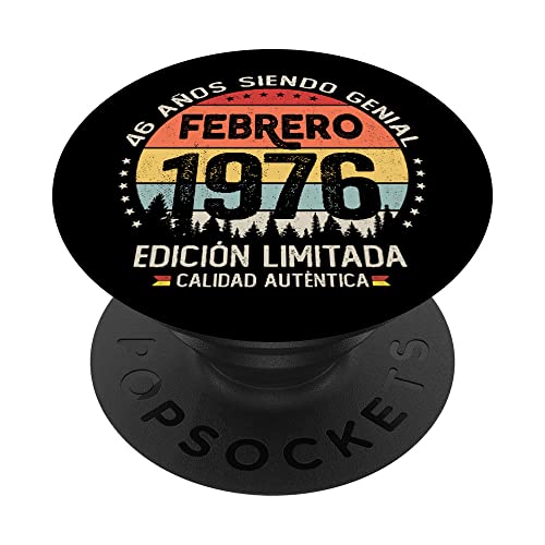 Regalo 46 años Cumpleaños Hombre Mujer - Febrero 1976 PopSockets PopGrip Intercambiable