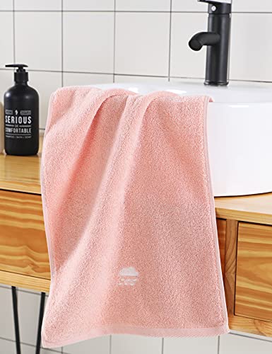 Handtücher für das Badezimmer (rosa, 2er-Pack, 33 x 73,7 cm), gesticktes Wettermuster, 100 % Baumwolle, super weich, sehr saugfähig Cover
