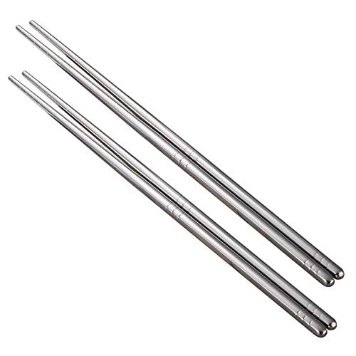 Baguettes, Baguettes Chinoises Chopsticks Reusable 1 Pair of Chopsticks Sushi Food Sticks Non-Slip Stainless Steel Chopsticks Set Reusable Chopsticks Set French Bread,