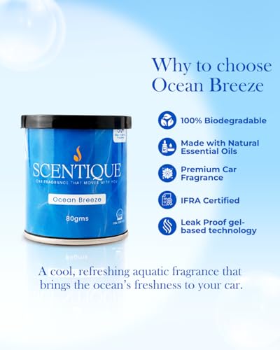 Image of Gel Based Car Air Freshener - Ocean Breeze (80g) | Long Lasting Cup Holder Perfume Can | Strong Odor Eliminator | No Headache, Mild fragrance;OBF